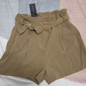 Dynamite High Waist Tan Shorts with Bow